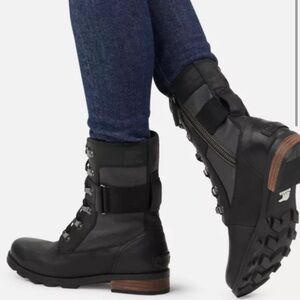 Sorel Emelie Conquest Boots Black Zip-up Size 9.5